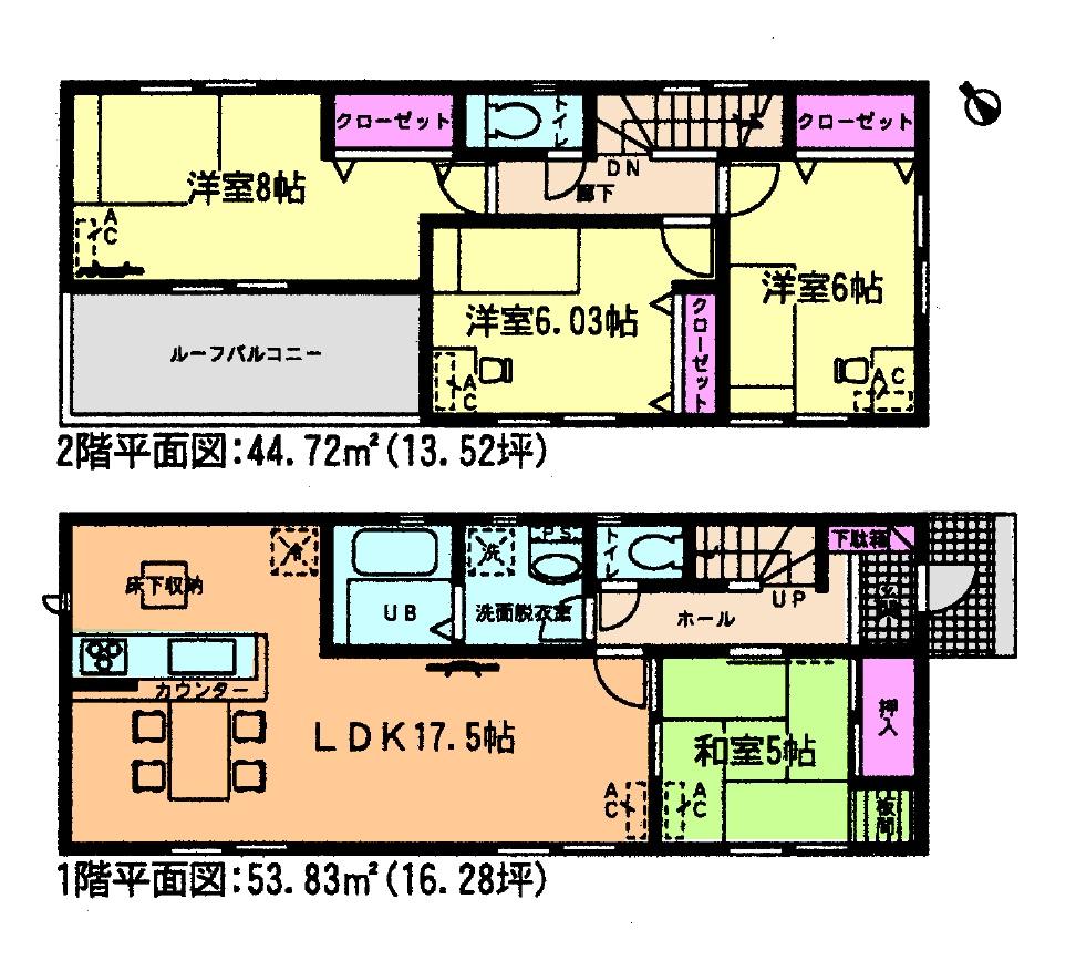 Floor plan. (5 Building), Price 17.8 million yen, 4LDK, Land area 136.51 sq m , Building area 98.55 sq m