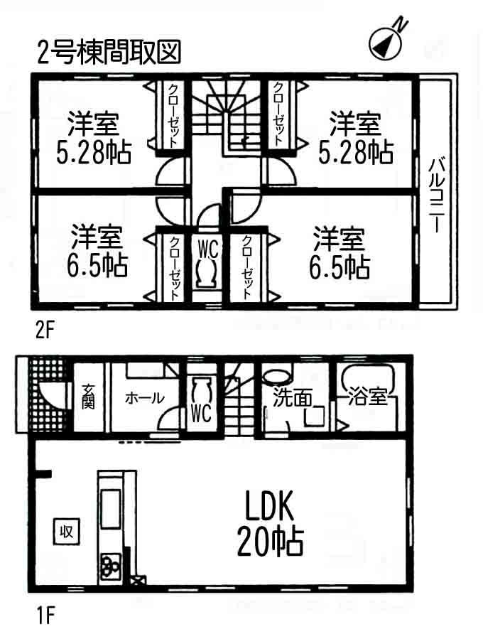 Floor plan. 21,800,000 yen, 4LDK, Land area 175.51 sq m , Building area 96.07 sq m