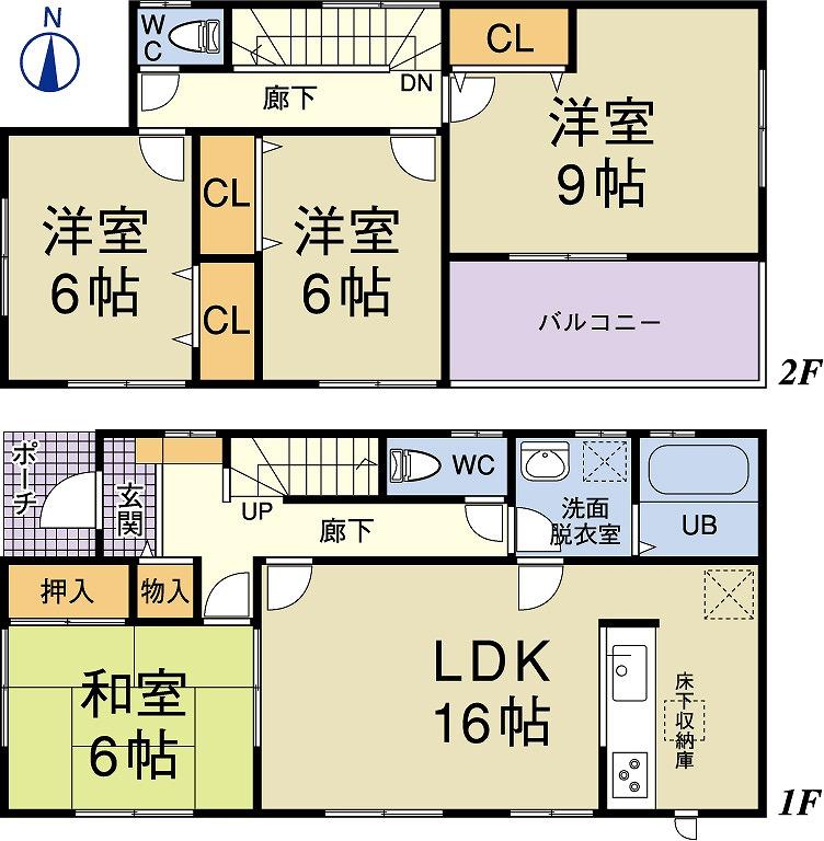 Floor plan. 30,800,000 yen, 4LDK, Land area 130.38 sq m , Building area 105.17 sq m