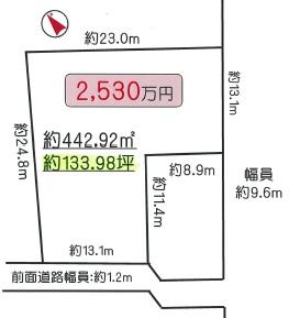 Compartment figure. Land price 25,300,000 yen, Land area 442.92 sq m