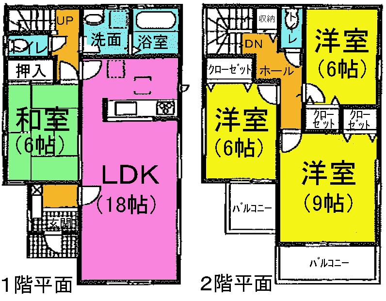 Floor plan. Price 32,800,000 yen, 4LDK, Land area 138.33 sq m , Building area 106 sq m
