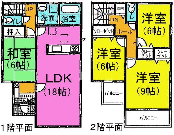 Floor plan. Price 32,800,000 yen, 4LDK, Land area 138.33 sq m , Building area 106 sq m