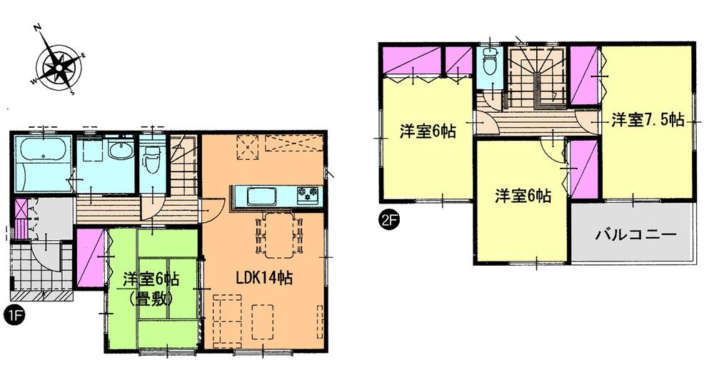 Floor plan. (1 Building), Price 24.4 million yen, 4LDK, Land area 170.37 sq m , Building area 96.88 sq m