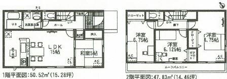 Floor plan. (3 Building), Price 21,800,000 yen, 4LDK, Land area 149.35 sq m , Building area 98.35 sq m