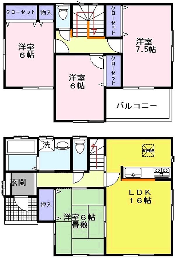 Floor plan. ((1)), Price 24.4 million yen, 4LDK, Land area 170.37 sq m , Building area 96.88 sq m