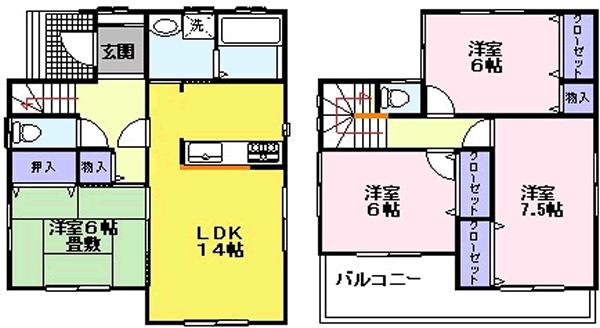 Floor plan. (2), Price 22,400,000 yen, 4LDK, Land area 185.51 sq m , Building area 96.88 sq m
