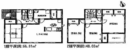 Floor plan. (4 Building), Price 26,800,000 yen, 4LDK, Land area 140.39 sq m , Building area 104.34 sq m