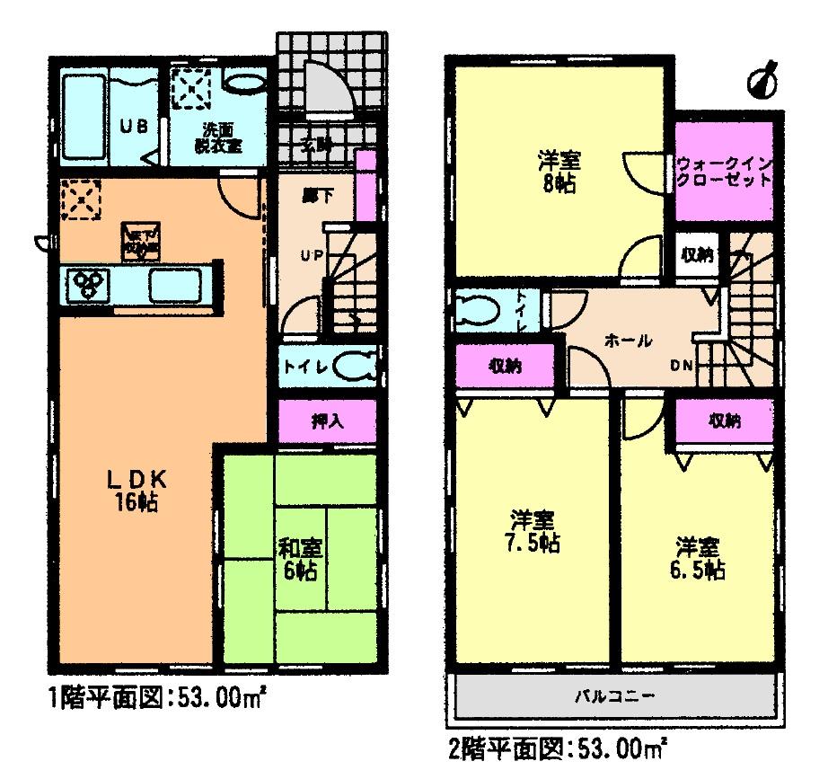 Floor plan. (3 Building), Price 23.8 million yen, 4LDK, Land area 121.71 sq m , Building area 106 sq m