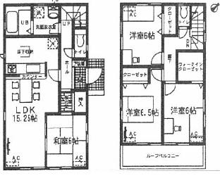 Floor plan. (Building 2), Price 18.3 million yen, 4LDK, Land area 167.97 sq m , Building area 96.9 sq m