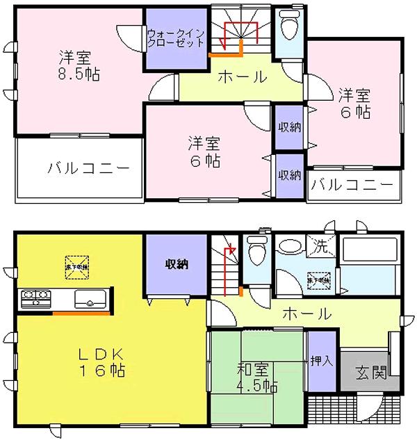 Floor plan. 26,800,000 yen, 4LDK + 2S (storeroom), Land area 149.36 sq m , Building area 31.81 sq m 4LDK + 2S