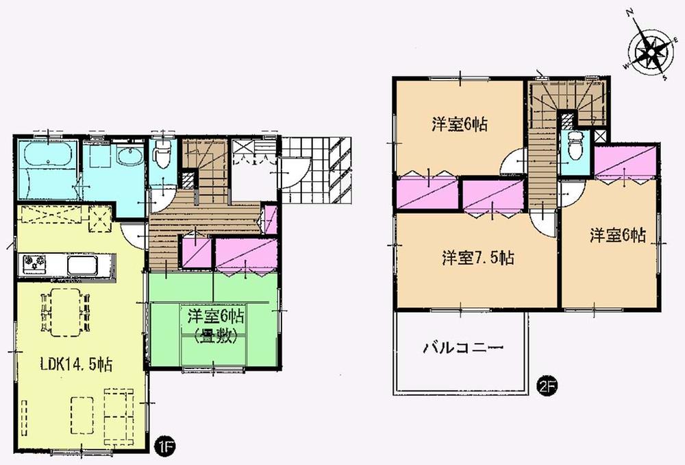 Floor plan. (3 Building), Price 20.4 million yen, 4LDK, Land area 185.74 sq m , Building area 98.53 sq m