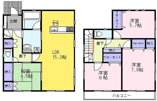 Floor plan. ((2)), Price 22,900,000 yen, 4LDK, Land area 137.09 sq m , Building area 96.78 sq m