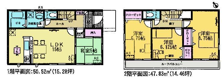 Floor plan. (3 Building), Price 21,800,000 yen, 4LDK, Land area 149.97 sq m , Building area 98.35 sq m
