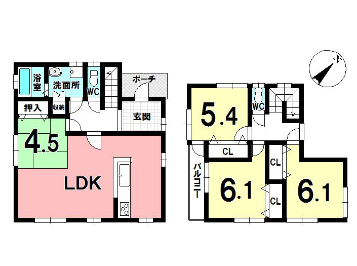 Floor plan. 18.5 million yen, 3LDK, Land area 152.98 sq m , Building area 104 sq m