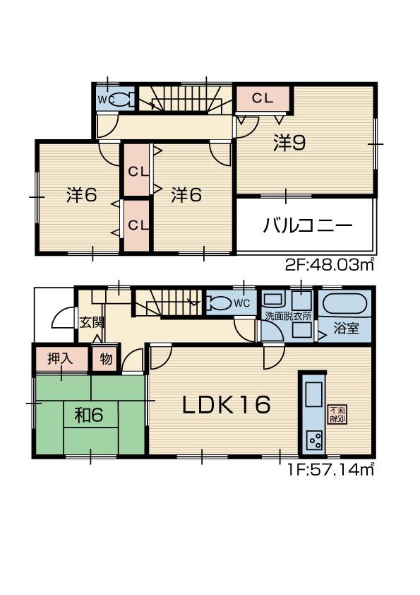 Floor plan. (3 Building), Price 22,800,000 yen, 4LDK, Land area 160.05 sq m , Building area 105.17 sq m