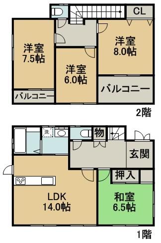 Floor plan. 22,800,000 yen, 4LDK, Land area 171.75 sq m , Building area 103.51 sq m