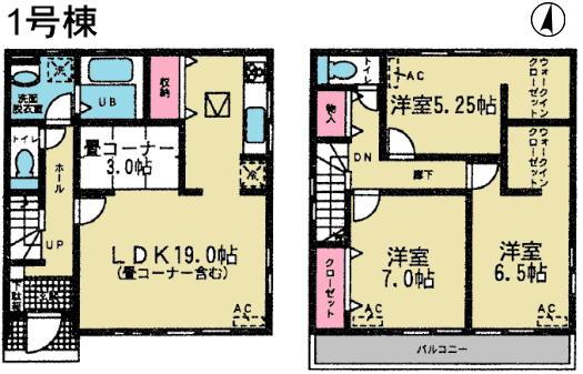 Floor plan. (1 Building), Price 22,900,000 yen, 3LDK+S, Land area 152.2 sq m , Building area 98.55 sq m