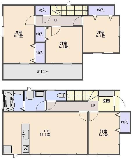 Floor plan. Price 22,800,000 yen, 4LDK, Land area 162.18 sq m , Building area 102.28 sq m