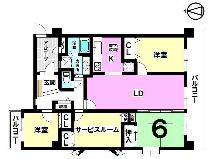 Floor plan. 3LDK + S (storeroom), Price 11.3 million yen, Occupied area 79.75 sq m , Balcony area 4.48 sq m with Alcove, It is a corner room.
