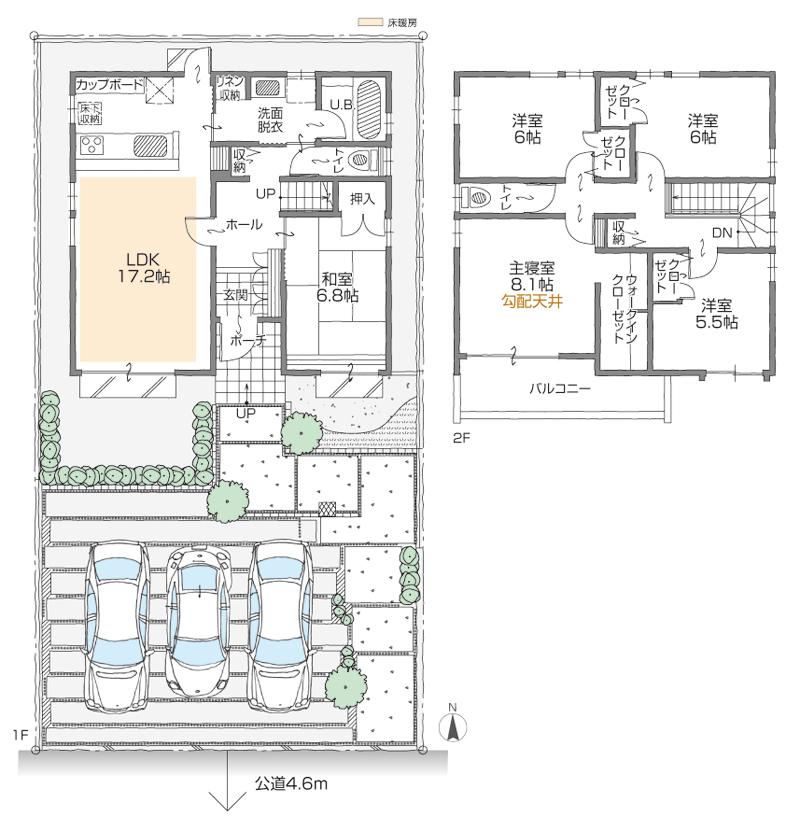 Floor plan. (B Building), Price 38,800,000 yen, 5LDK+S, Land area 185.98 sq m , Building area 122.57 sq m