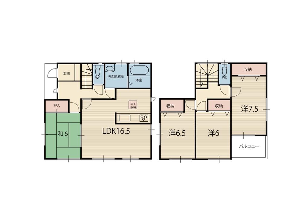 Floor plan. (1 Building), Price 29,800,000 yen, 4LDK, Land area 119.93 sq m , Building area 104.34 sq m