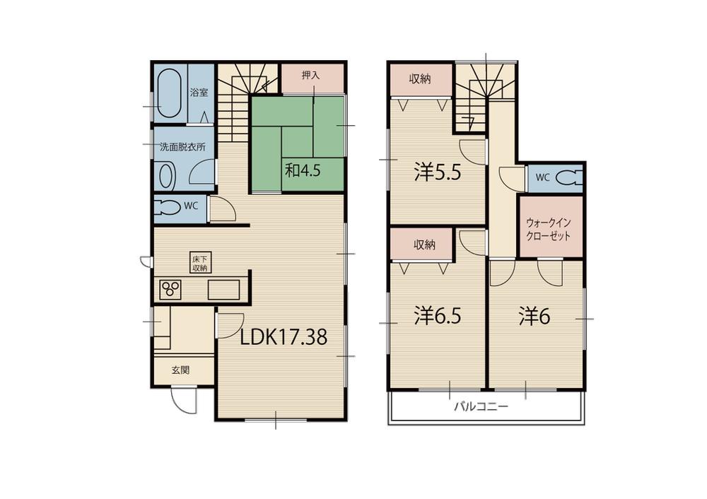 Floor plan. (Building 2), Price 26,800,000 yen, 4LDK, Land area 128.97 sq m , Building area 97.72 sq m