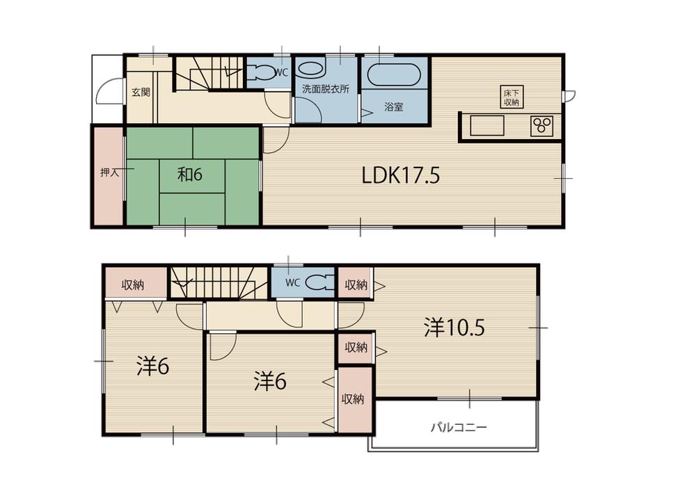 Floor plan. (3 Building), Price 29,800,000 yen, 4LDK, Land area 136.4 sq m , Building area 106 sq m