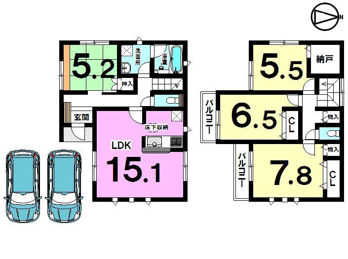 Floor plan. (Building 2), Price 20 million yen, 4LDK, Land area 140.71 sq m , Building area 97.19 sq m