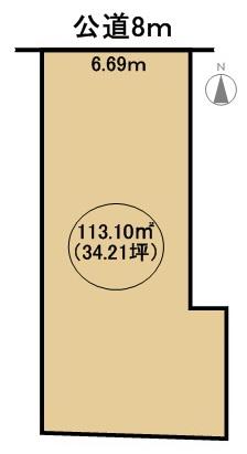 Compartment figure. Land price 15,980,000 yen, Land area 113.1 sq m