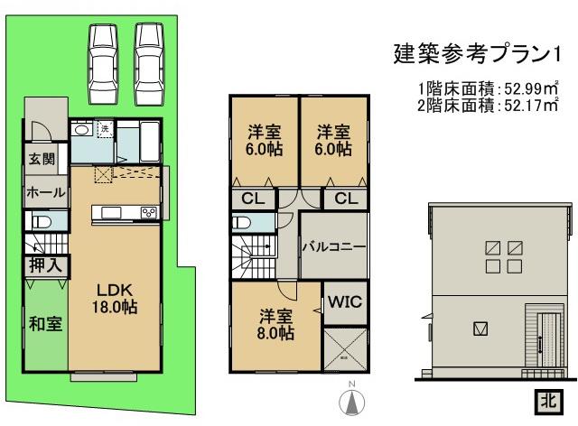 Building plan example (floor plan). Building plan example, Building price 16.8 million yen, Building area 105.16 sq m