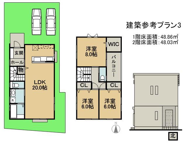 Building plan example (floor plan). Building plan example, Building price 16.8 million yen, Building area 96.89 sq m
