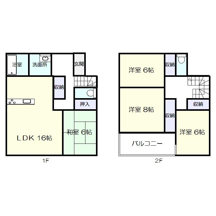 Floor plan. (First: 2 Building), Price 31,800,000 yen, 4LDK, Land area 147.32 sq m , Building area 106 sq m