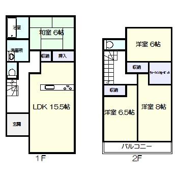 Floor plan. (Second: 2 Building), Price 28.8 million yen, 4LDK, Land area 140.94 sq m , Building area 105.17 sq m