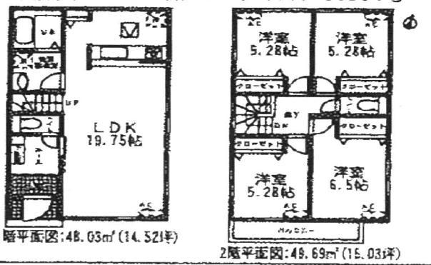 Floor plan. (3 Building), Price 24,900,000 yen, 4LDK+S, Land area 134.34 sq m , Building area 97.72 sq m