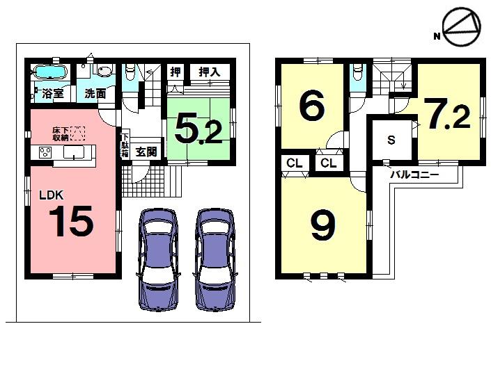 Floor plan. 23 million yen, 4LDK + S (storeroom), Land area 112.84 sq m , Building area 97.6 sq m
