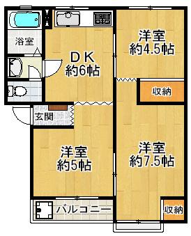 Floor plan. 3DK, Price 3.8 million yen, Occupied area 48.74 sq m