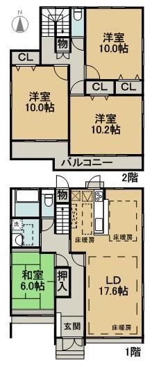Floor plan. 25 million yen, 4LDK, Land area 127.89 sq m , Building area 137.38 sq m