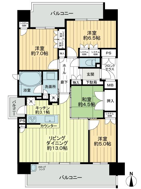 Floor plan. 4LDK, Price 24,800,000 yen, Occupied area 85.78 sq m , Balcony area 25.04 sq m