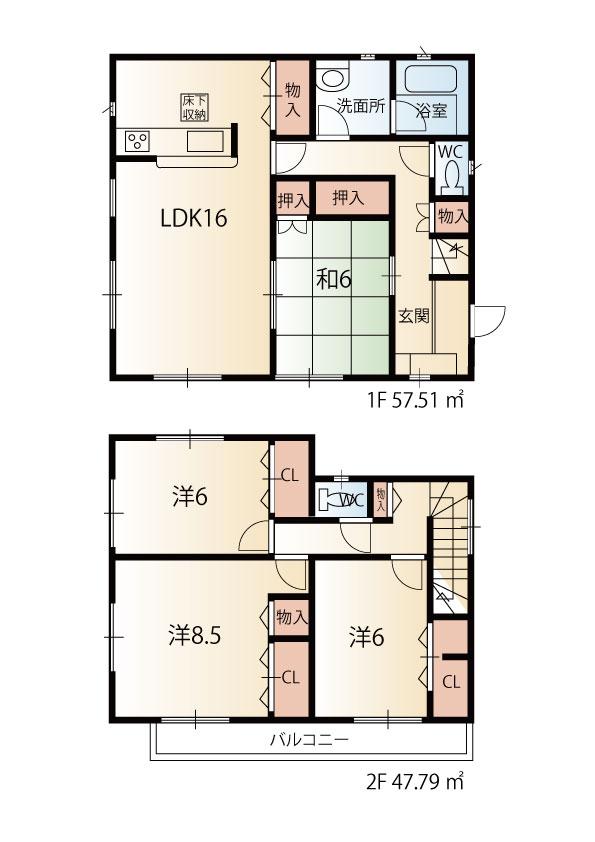 Floor plan. (Building 2), Price 19 million yen, 4LDK, Land area 149.64 sq m , Building area 105.3 sq m