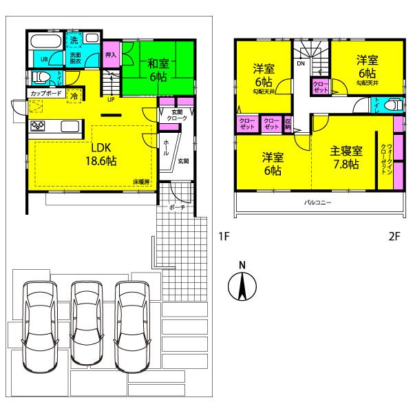 Floor plan. 38,500,000 yen, 5LDK, Land area 185.83 sq m , Building area 120.09 sq m