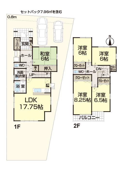 Floor plan. (A Building), Price 29,800,000 yen, 5LDK, Land area 170 sq m , Building area 124.22 sq m