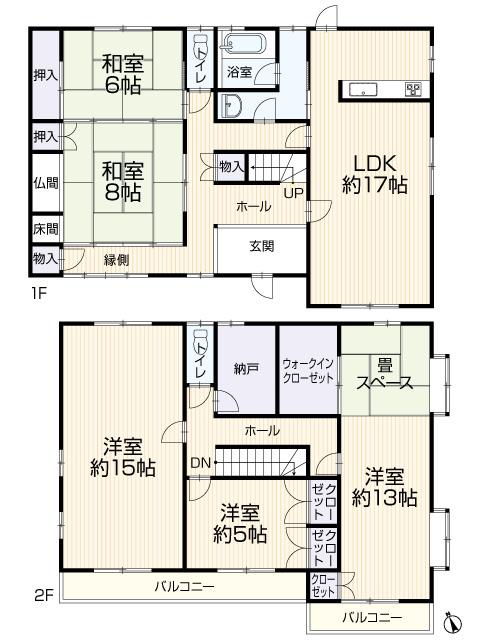 Floor plan. 24,800,000 yen, 5LDK + S (storeroom), Land area 274.84 sq m , Building area 176.93 sq m