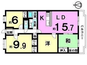 Floor plan. 4LDK, Price 8.9 million yen, Footprint 102.87 sq m , Balcony area 12.55 sq m