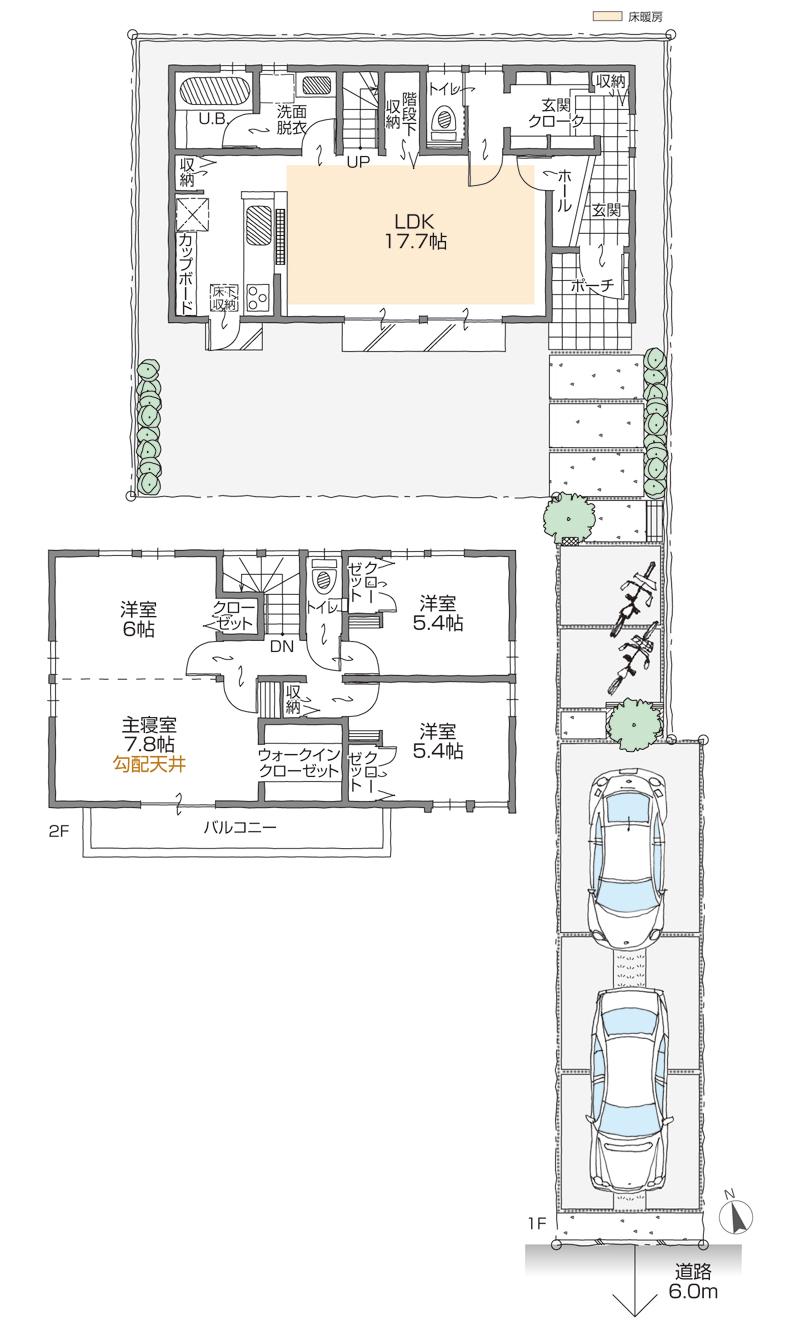 Floor plan. (B Building), Price 33,500,000 yen, 4LDK+2S, Land area 167.11 sq m , Building area 106.59 sq m