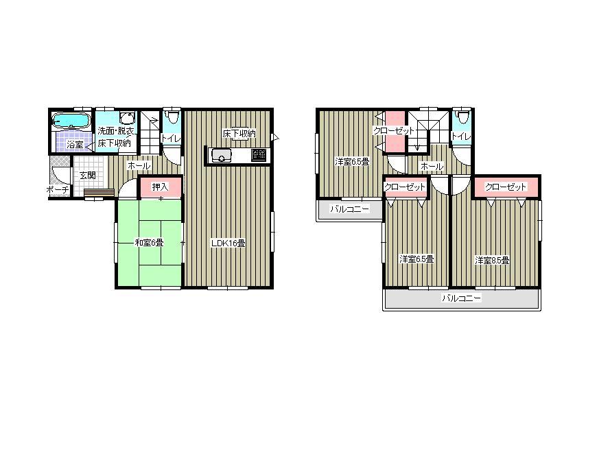Floor plan. (1 Building), Price 30,800,000 yen, 4LDK, Land area 178.88 sq m , Building area 103.51 sq m
