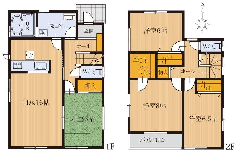 Floor plan. 22,800,000 yen, 4LDK, Land area 163.01 sq m , Building area 106 sq m 4LDK Walk-in closet Available