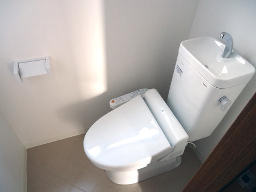 Toilet. New toilet is of course with warm water washing toilet seat