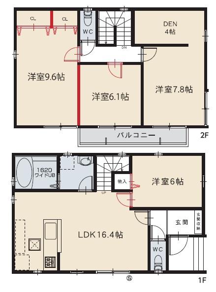 Floor plan. (M1 House), Price 24,800,000 yen, 4LDK, Land area 133.49 sq m , Building area 109.73 sq m