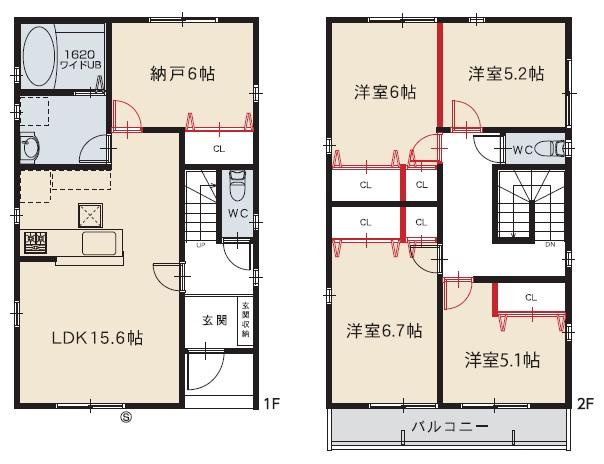 Floor plan. (M4 House), Price 24,800,000 yen, 4LDK+S, Land area 132.41 sq m , Building area 110.56 sq m