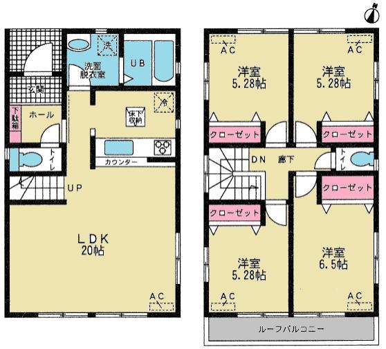 Floor plan. (1 Building), Price 23.8 million yen, 4LDK, Land area 170.54 sq m , Building area 96.9 sq m